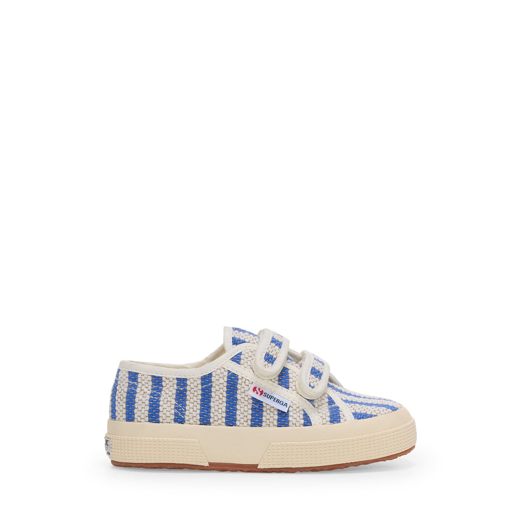 Le Superga_Kid unisex_2750 KIDS STRAPS COTTON STRIPES_Sneaker_Blue-Off White - Commercial 1