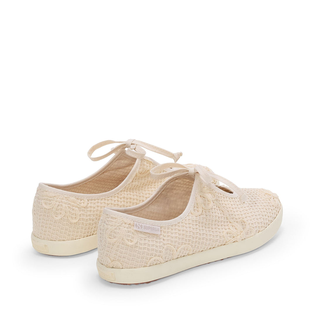 Beigefarbene Ballerinas für Damen mit Obermaterial aus Baumwolle main