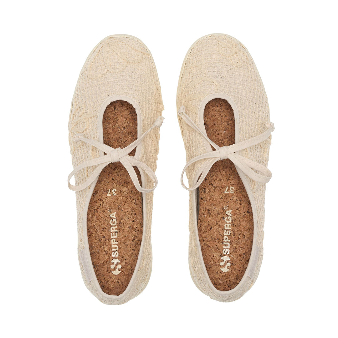 Beigefarbene Ballerinas für Damen mit Obermaterial aus Baumwolle main