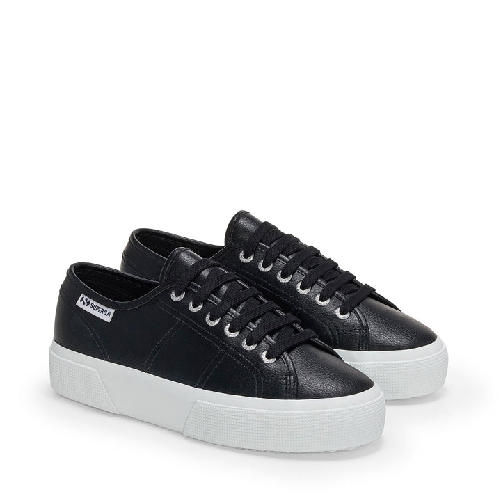 Schwarze Plateau-Sneakers für Damen mit Obermaterial aus Gummi 2