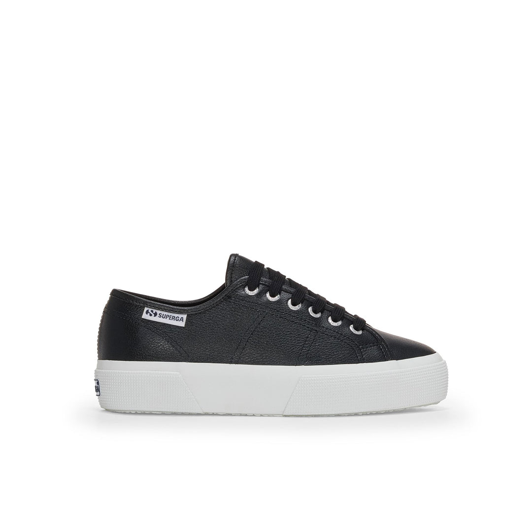 Woman's Platform Black Sneakers with Rubber Upper 01