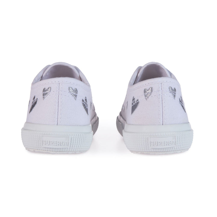 Le Superga Girl 2750 KIDS HEARTS EMBROIDERY Sneaker WHITE-SILVER HEARTS Detail (jpg Rgb)			