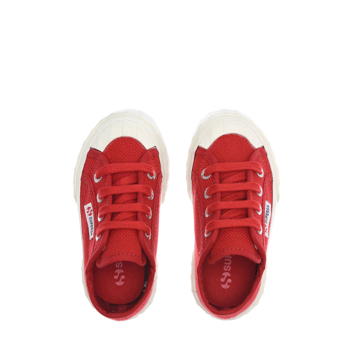 Sneakers Kid unisex 2630 KIDS STRIPE Low Cut RED FLAME-F AVORIO Dressed Back (jpg Rgb)		