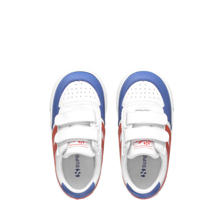 Sneakers Kid unisex 2846 KIDS SEATTLE STRAPS VEGAN MATERIAL Low Cut WHITE-ORANGE TOMATO-BLUE COLD Dressed Back (jpg Rgb)		