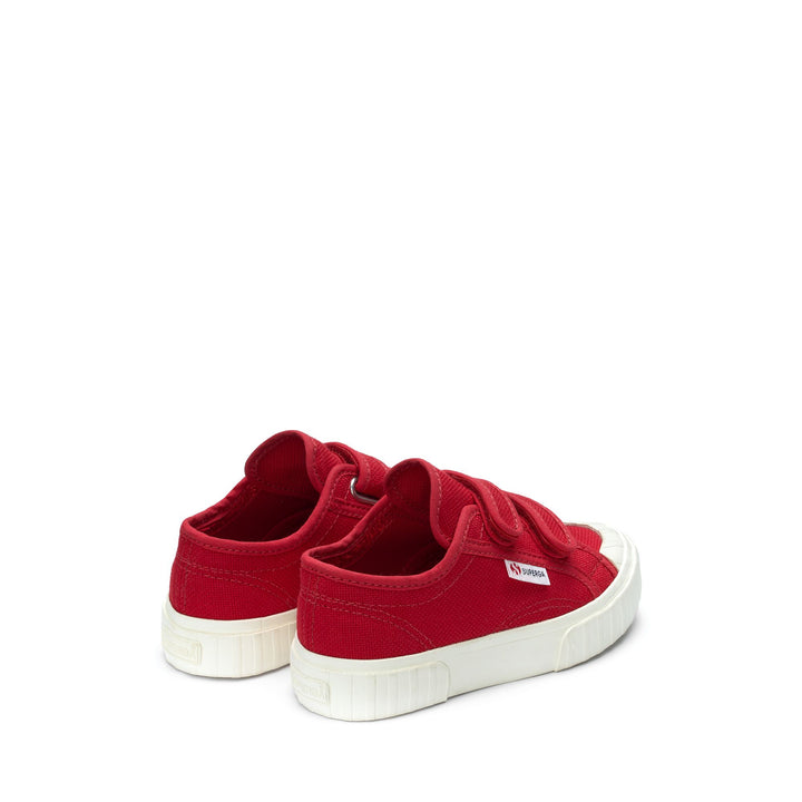 Sneakers Kid unisex 2630 KIDS STRIPE STRAPS Low Cut RED FLAME-F AVORIO Dressed Side (jpg Rgb)		