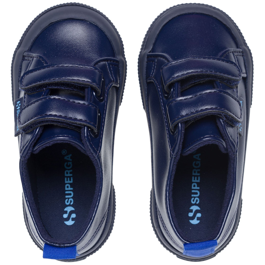 Le Superga Kid unisex 2750-SOFTSYNSTRAPJ Sneaker BLUE NAVY-BLUE ROYAL Dressed Back (jpg Rgb)		