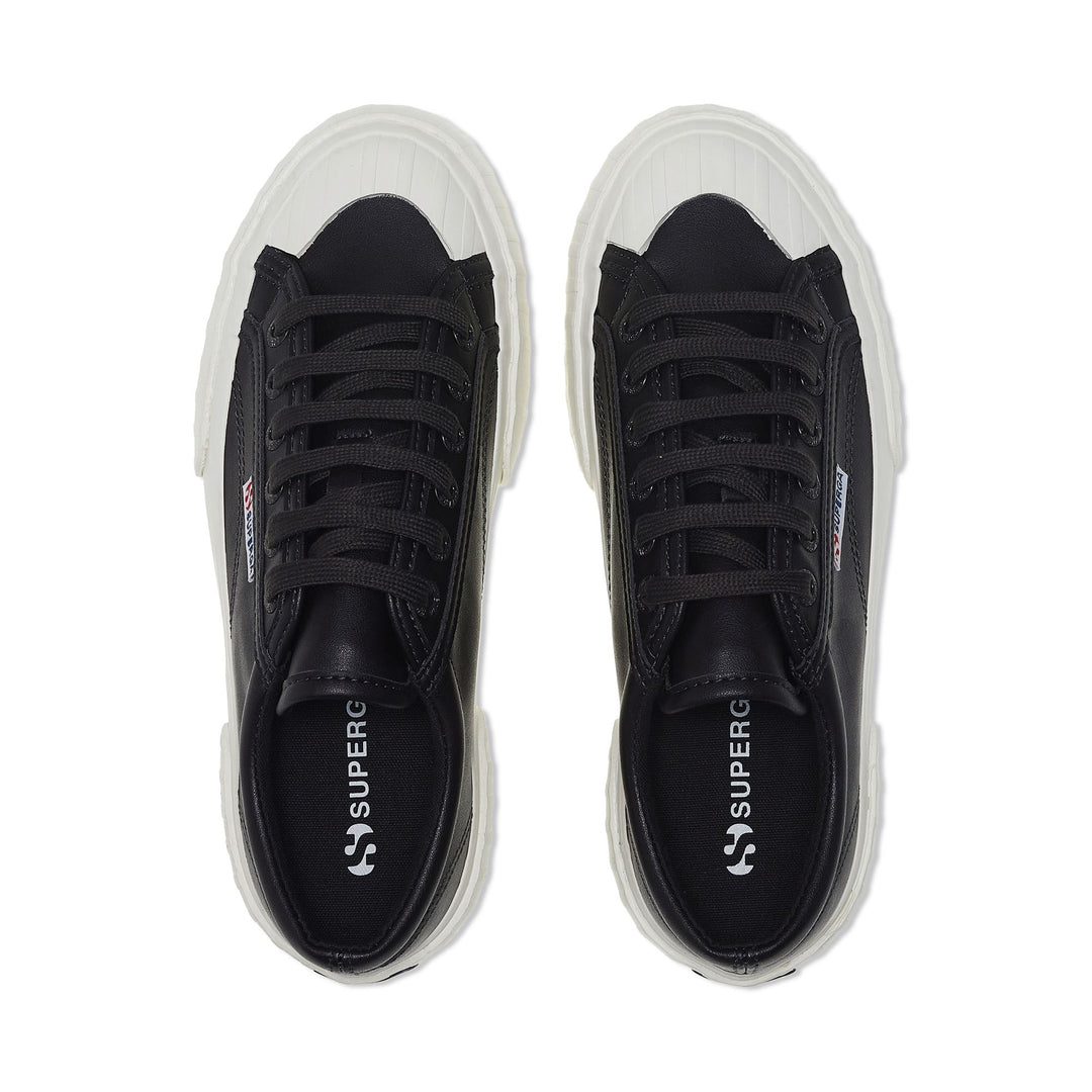 Sneakers da donna nere con plateau e tomaia in cotone main
