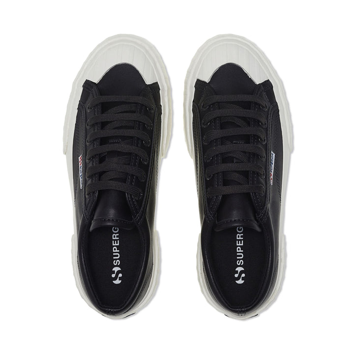 Sneakers da donna nere con plateau e tomaia in cotone 4