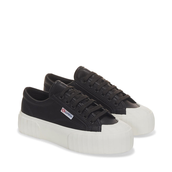 Sneakers da donna nere con plateau e tomaia in cotone 2