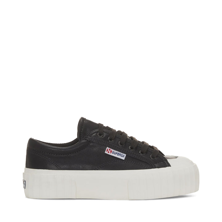 Sneakers da donna nere con plateau e tomaia in cotone 1