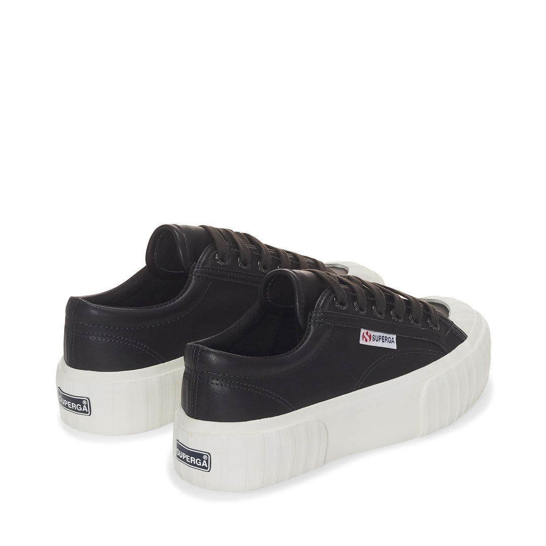 Sneakers da donna nere con plateau e tomaia in cotone main