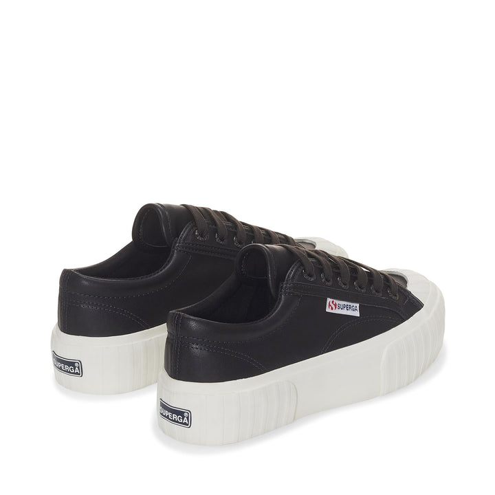 Sneakers da donna nere con plateau e tomaia in cotone 3