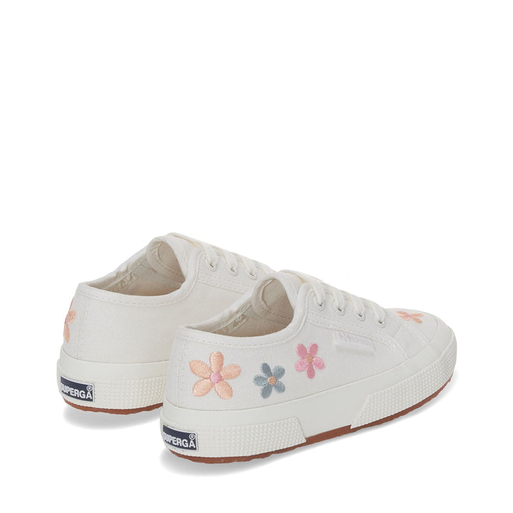 Le Superga Girl 2750 KIDS EMBROIDERY FLOWERS Sneaker WHITE AVORIO-MULTICOLOR FLOWERS Dressed Side (jpg Rgb)		