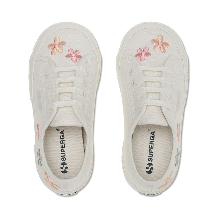 Le Superga Girl 2750 KIDS EMBROIDERY FLOWERS Sneaker WHITE AVORIO-MULTICOLOR FLOWERS Dressed Back (jpg Rgb)		