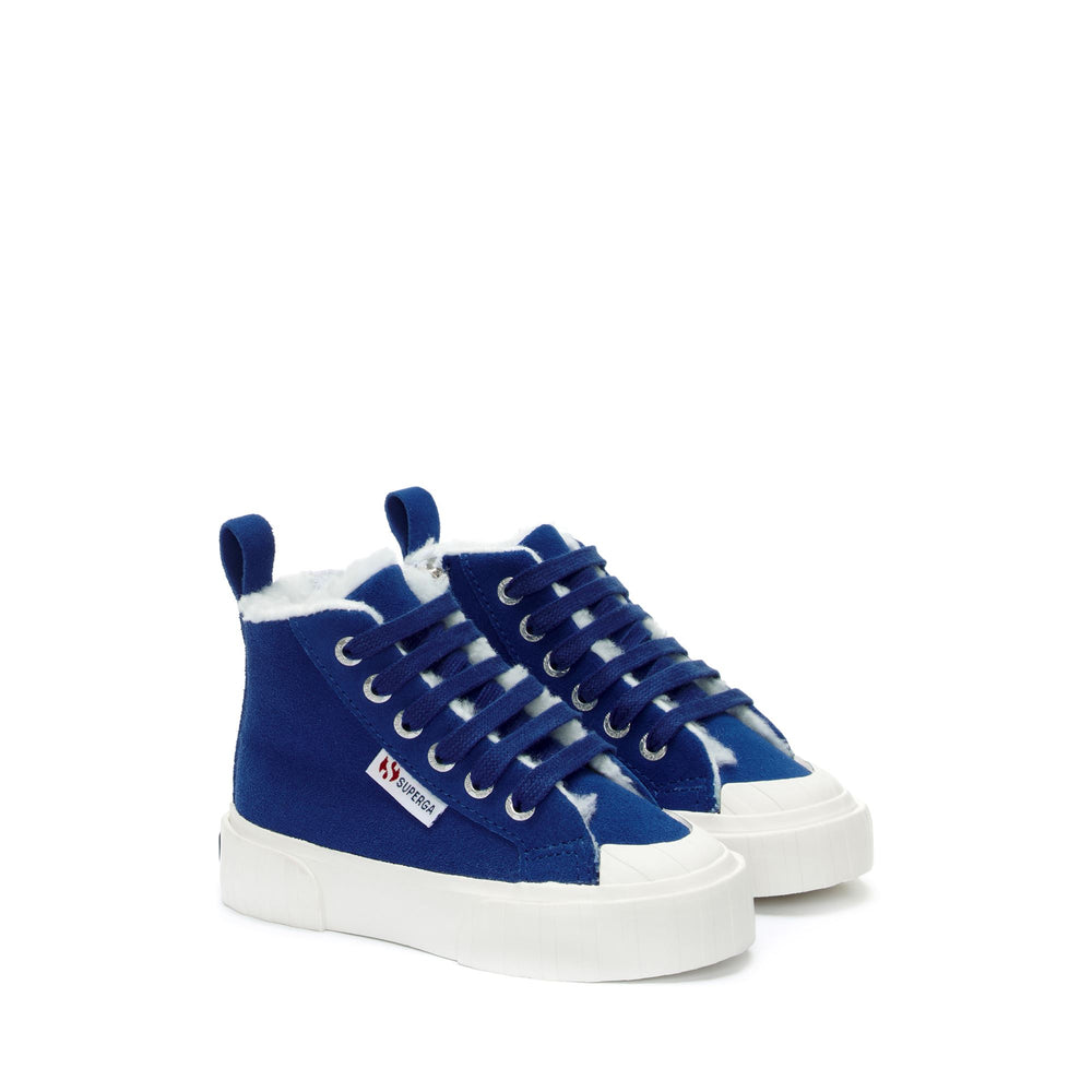 Sneakers da bambino blu con tomaia in pelle scamosciata 02