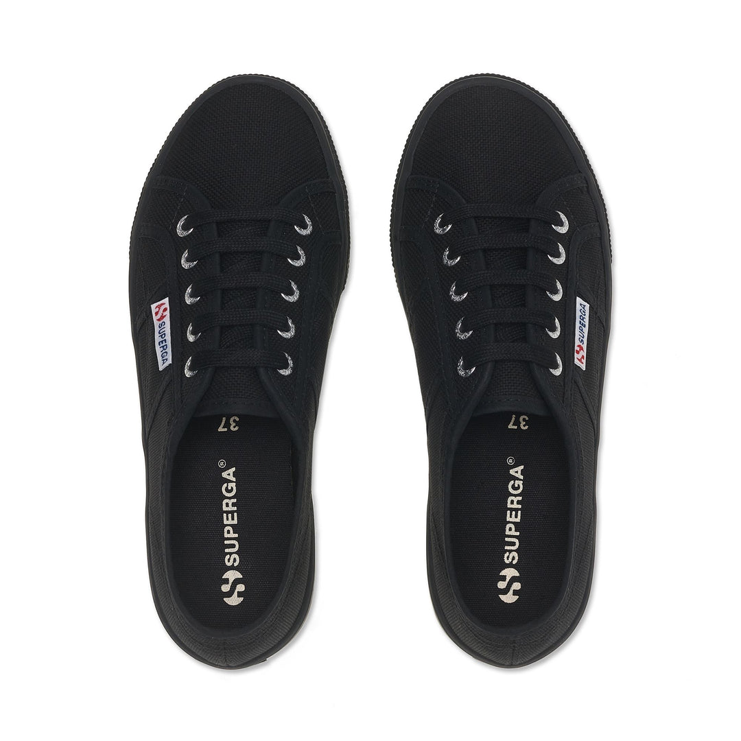 Le Superga Unisex 2730 MID PLATFORM Sneaker FULL BLACK Dressed Back (jpg Rgb)		