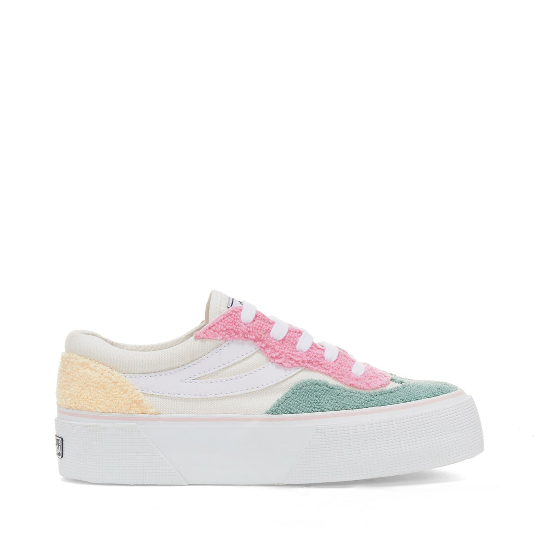 Sneakers Woman 3041 REVOLLEY PLATFORM TERRY CLOTH Wedge WHITE AVORIO-PINK-WHITE ICING-GREEN SAGE Photo (jpg Rgb)			