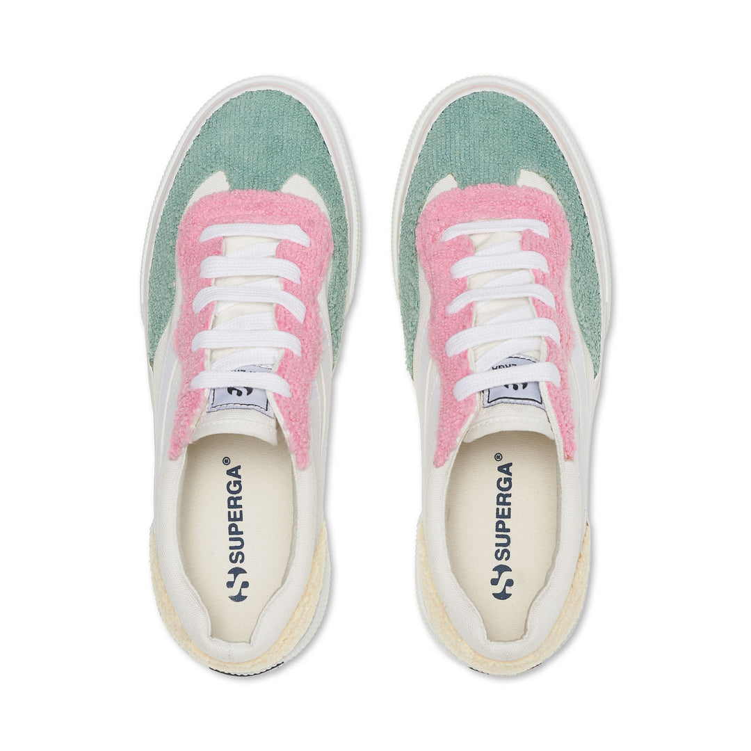 Sneakers Woman 3041 REVOLLEY PLATFORM TERRY CLOTH Wedge WHITE AVORIO-PINK-WHITE ICING-GREEN SAGE Dressed Back (jpg Rgb)		