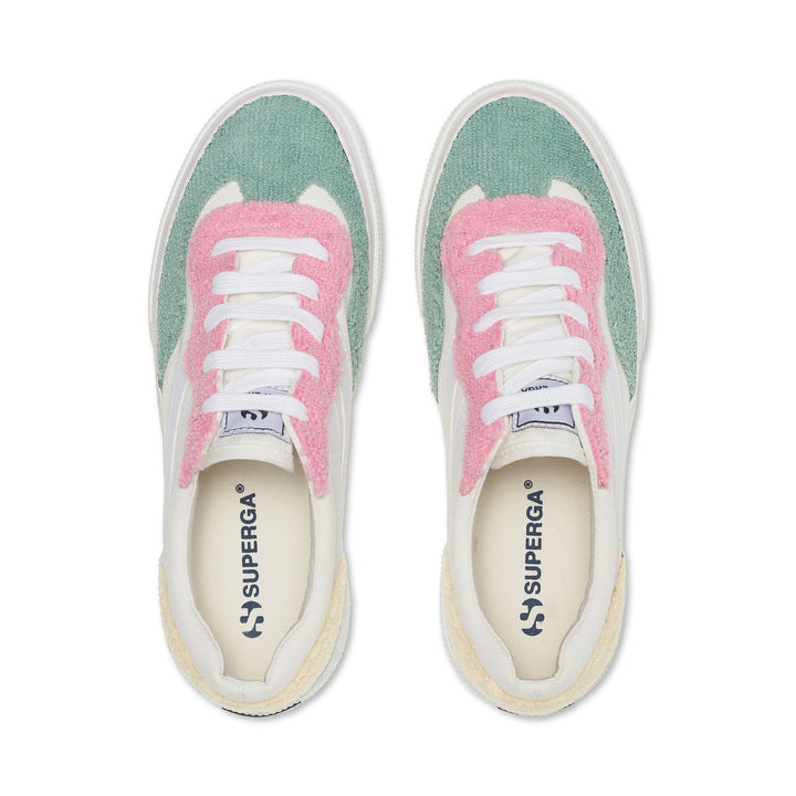 Sneakers Woman 3041 REVOLLEY PLATFORM TERRY CLOTH Wedge WHITE AVORIO-PINK-WHITE ICING-GREEN SAGE Dressed Back (jpg Rgb)		