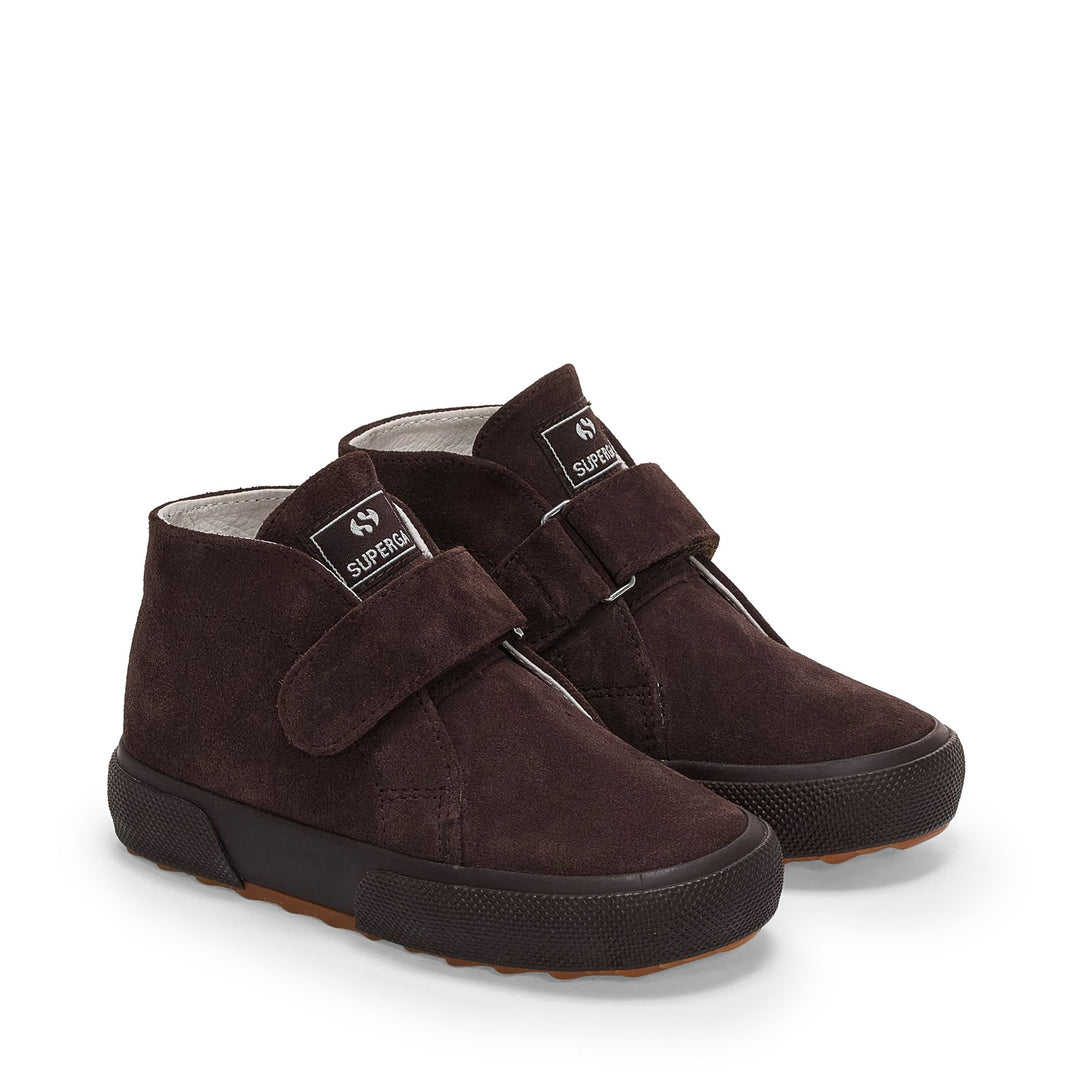 Stivaletti da bambino color cioccolato fondente con tomaia in pelle scamosciata main