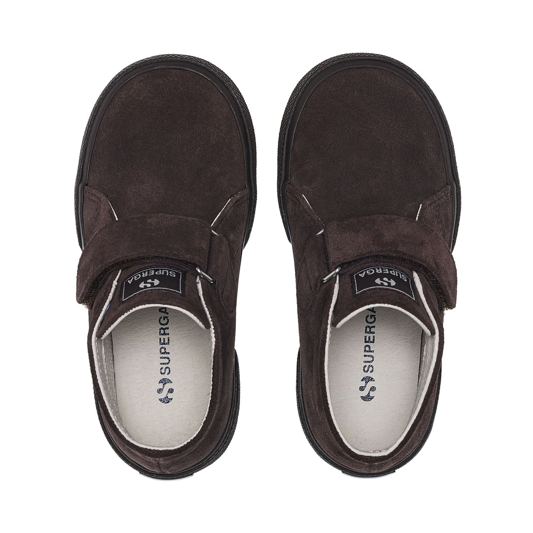 Stivaletti da bambino color cioccolato fondente con tomaia in pelle scamosciata main