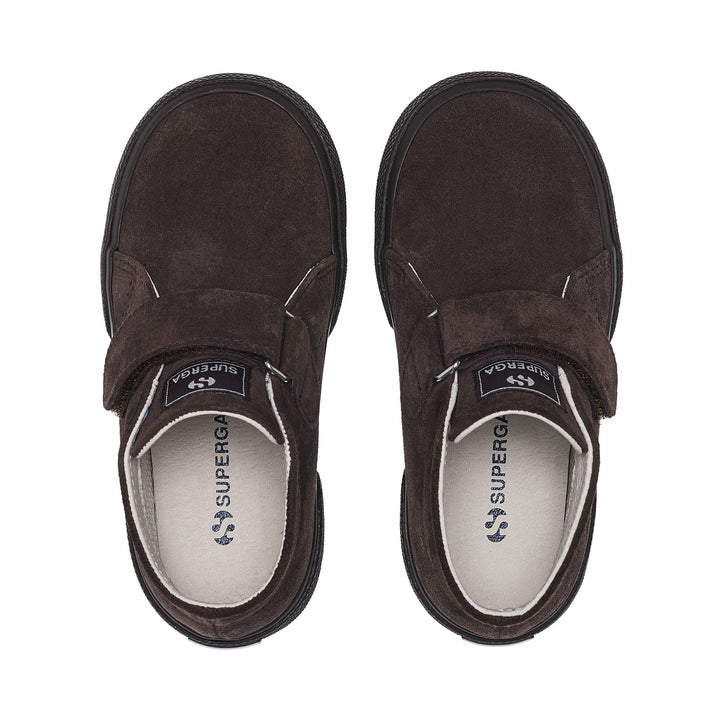 Stivaletti da bambino color cioccolato fondente con tomaia in pelle scamosciata 4