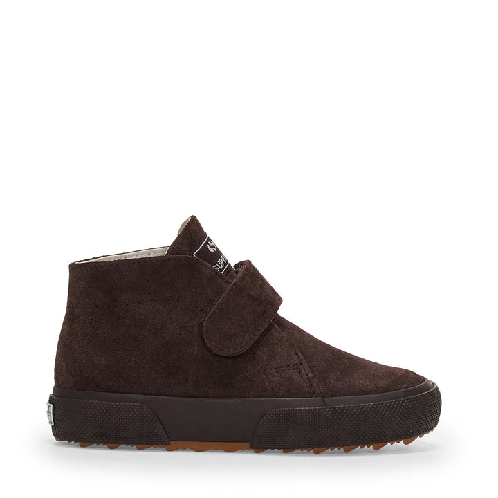 Stivaletti da bambino color cioccolato fondente con tomaia in pelle scamosciata 1