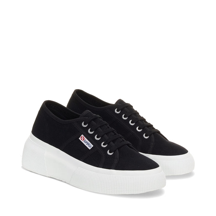 Zapatillas negras de cuña para mujer con parte superior de algodón 2