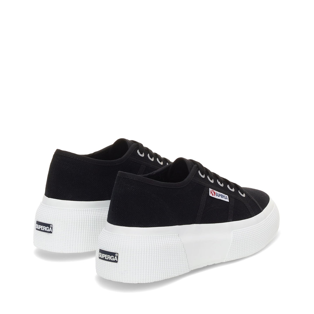Zapatillas negras de cuña para mujer con parte superior de algodón main