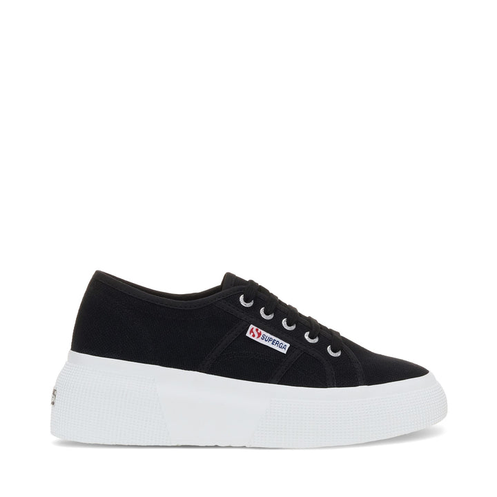 Zapatillas negras de cuña para mujer con parte superior de algodón 1
