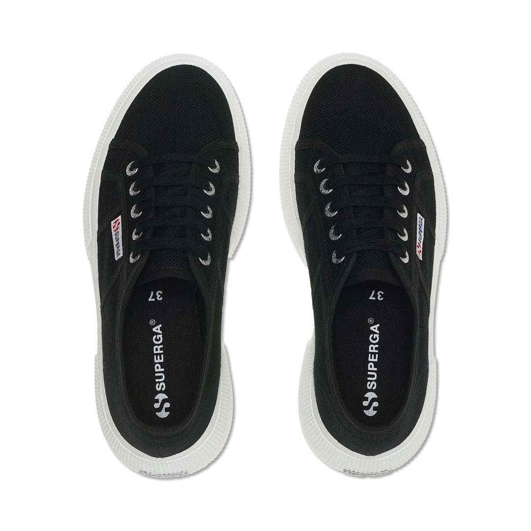 Zapatillas negras de cuña para mujer con parte superior de algodón main