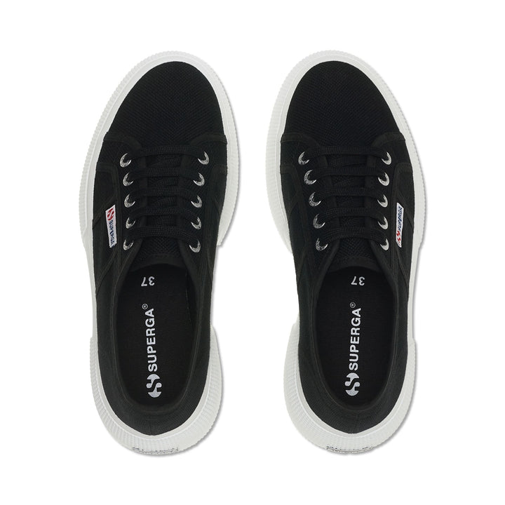 Zapatillas negras de cuña para mujer con parte superior de algodón 4