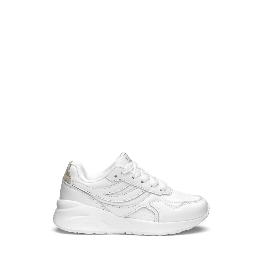 Sneakers basse per bambini bianche con tomaia in nylon 01