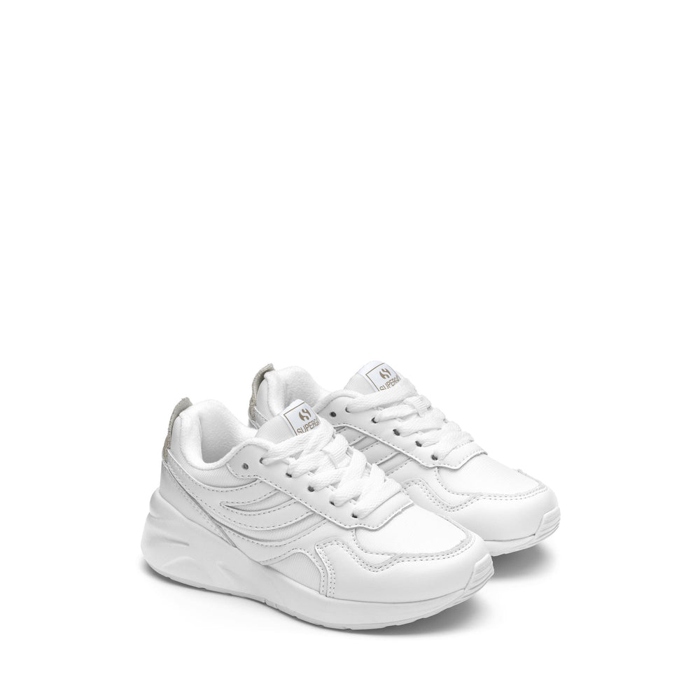 Sneakers basse per bambini bianche con tomaia in nylon 02