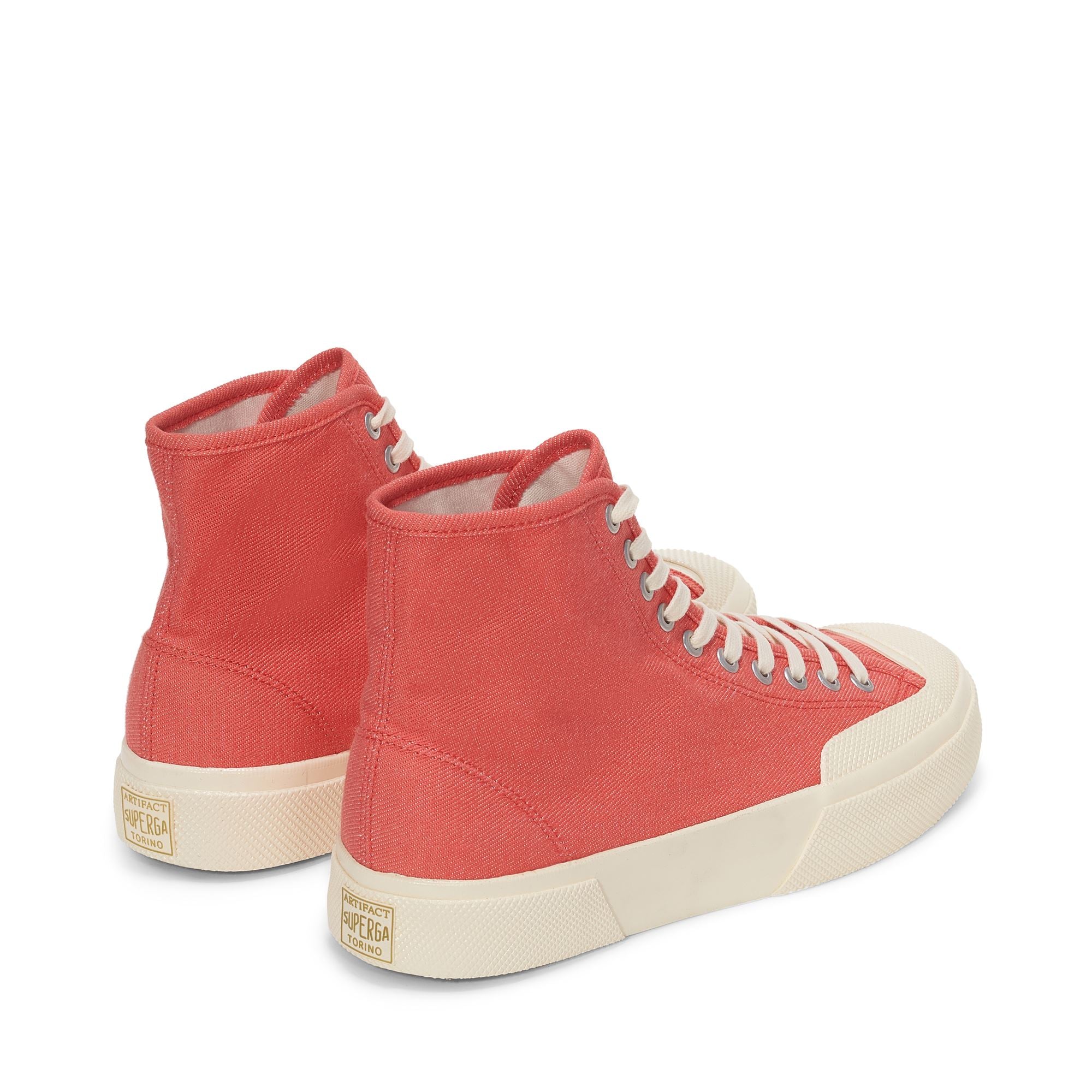 Le Superga Unisex 2433 WORKS HIGH CUT DENIM YARN DYED Medio RED-OFF WHITE