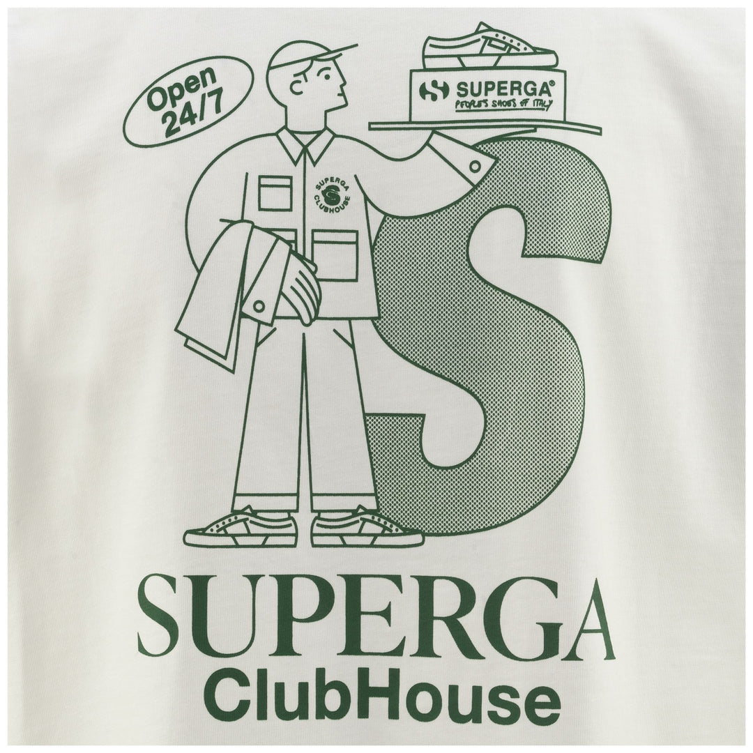 T-ShirtsTop Unisex T-SHIRT SUPERGA CLUBHOUSE T-Shirt WHITE AVORIO-GREEN Dressed Back (jpg Rgb)		