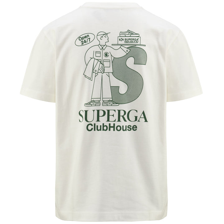T-ShirtsTop Unisex T-SHIRT SUPERGA CLUBHOUSE T-Shirt WHITE AVORIO-GREEN Dressed Side (jpg Rgb)		
