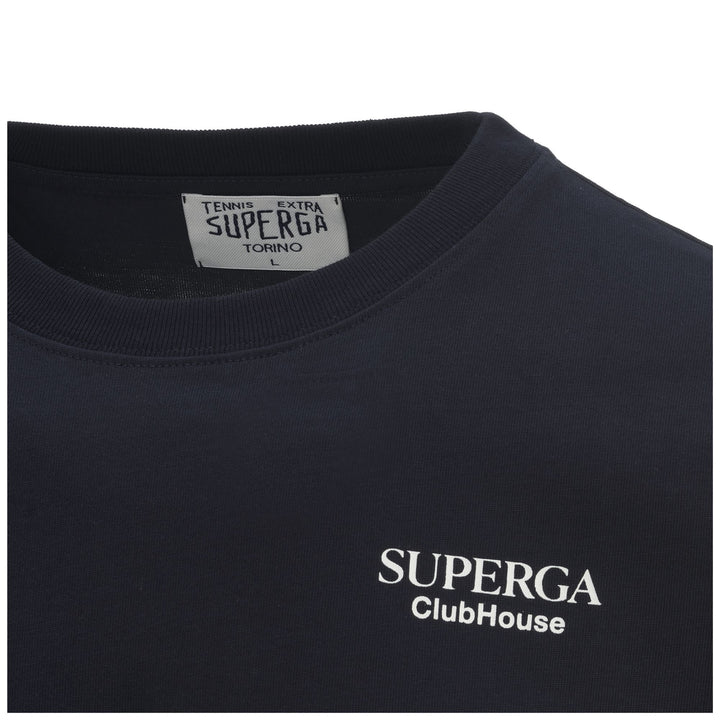 T-ShirtsTop Unisex T-SHIRT SUPERGA CLUBHOUSE T-Shirt NAVY-WHITE AVORIO Detail (jpg Rgb)			