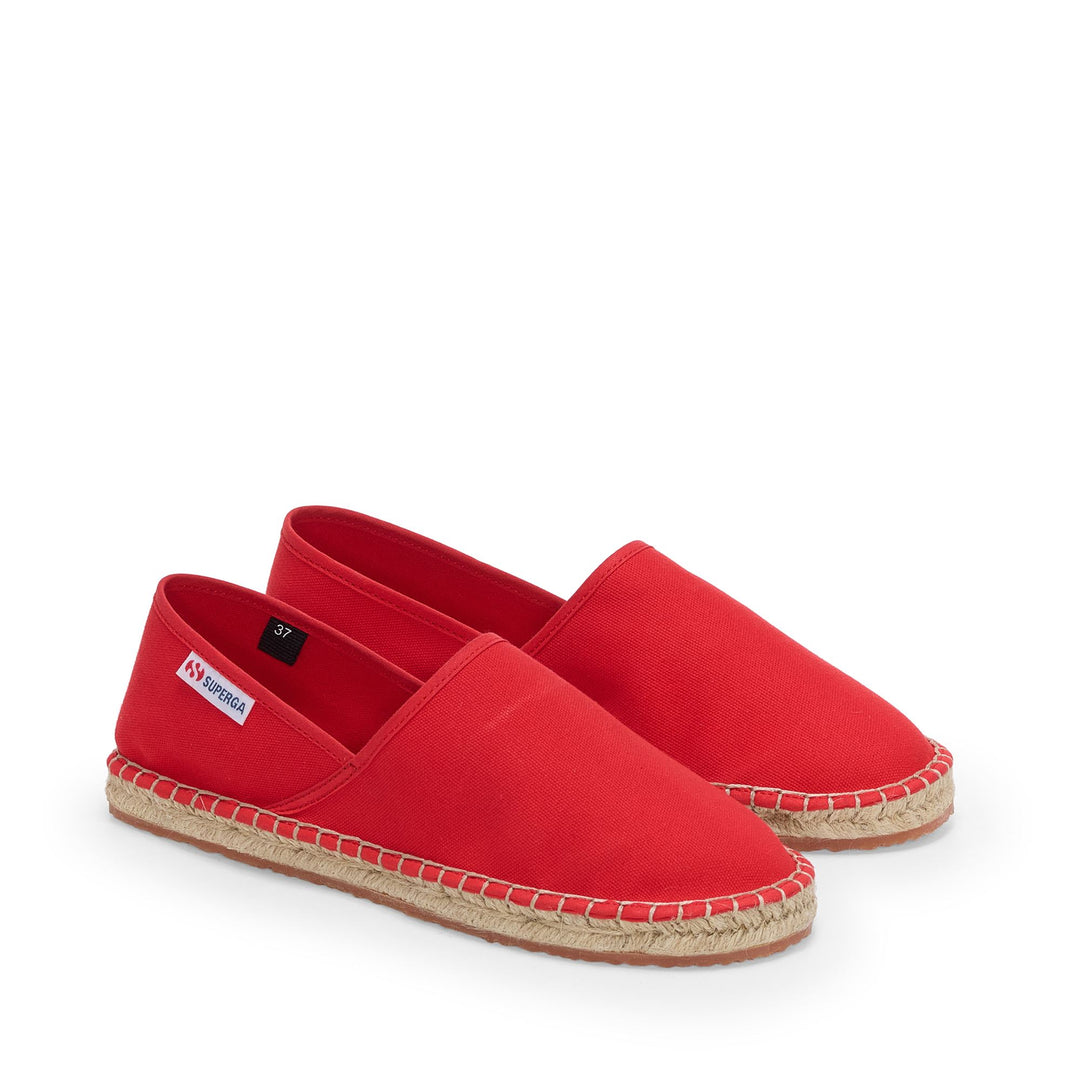 Unisex rote Espadrilles mit niedrigem Absatz und Obermaterial aus Baumwolle main