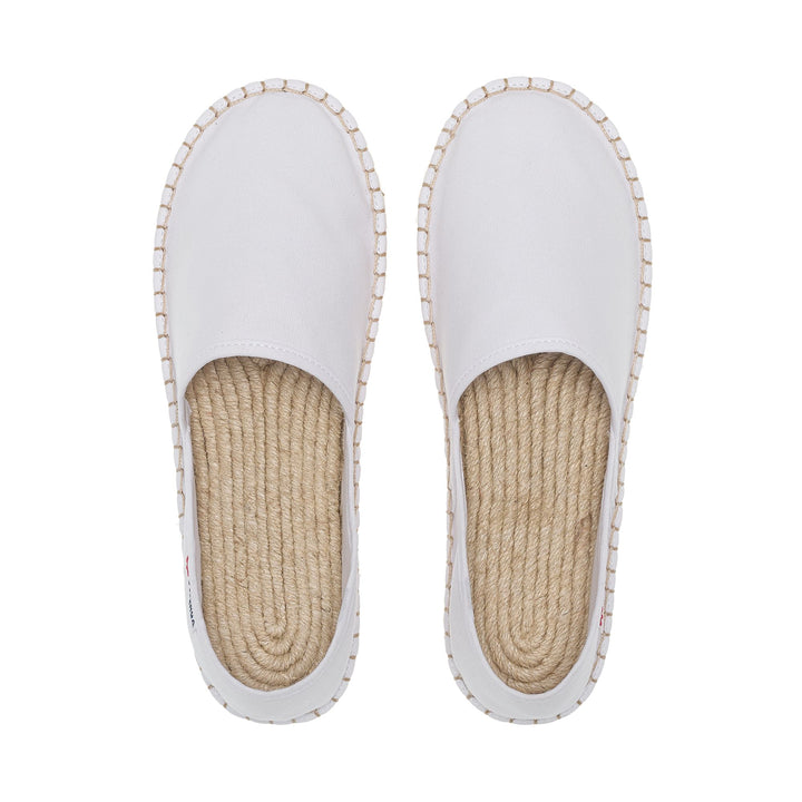 Unisex-Espadrilles in Weiß mit niedrigem Absatz und Obermaterial aus Baumwolle 4