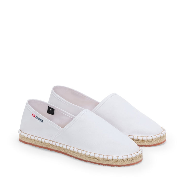Unisex-Espadrilles in Weiß mit niedrigem Absatz und Obermaterial aus Baumwolle 2