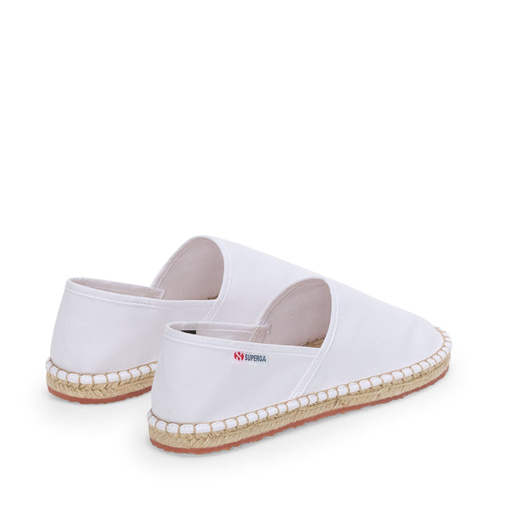 Unisex-Espadrilles in Weiß mit niedrigem Absatz und Obermaterial aus Baumwolle 3