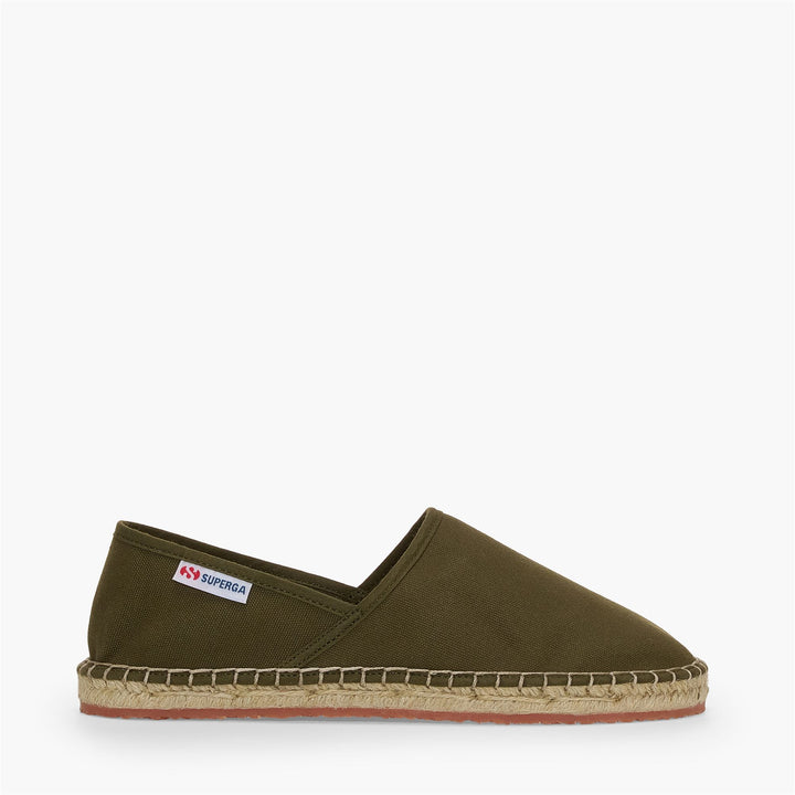 Unisex grüne Espadrilles mit niedrigem Absatz und Obermaterial aus Baumwolle 1