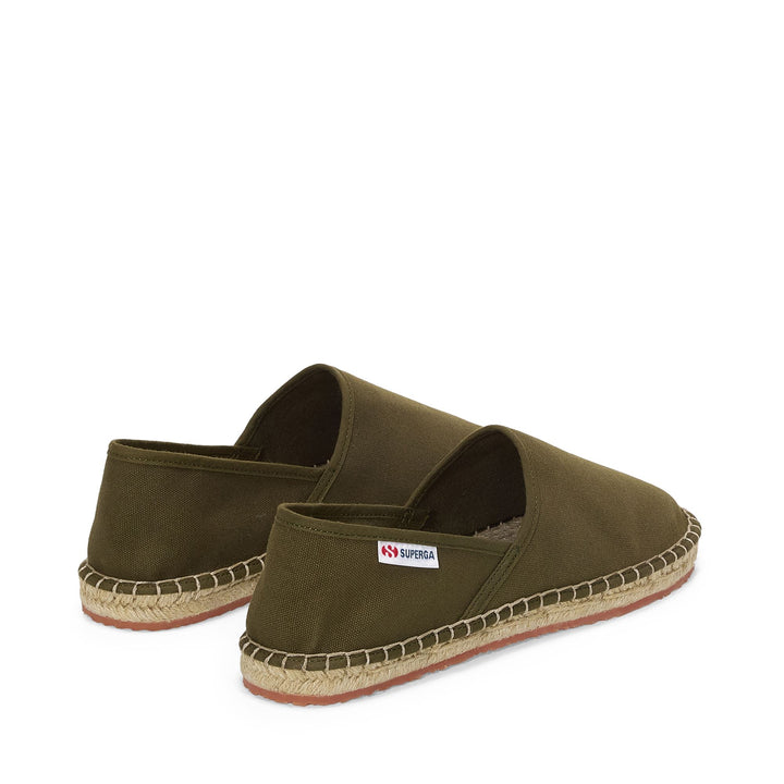 Unisex grüne Espadrilles mit niedrigem Absatz und Obermaterial aus Baumwolle 3