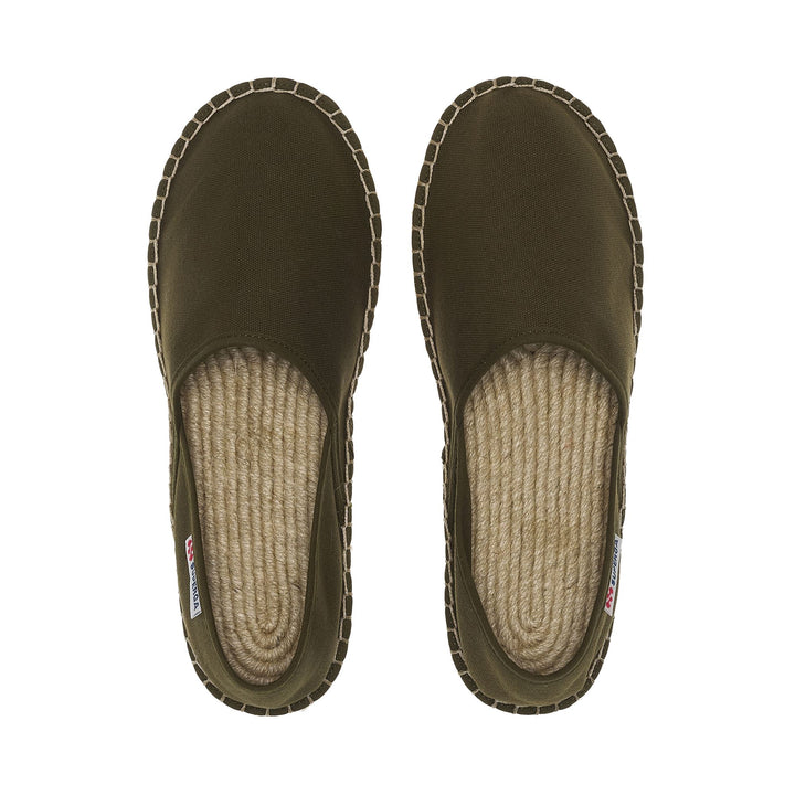 Unisex grüne Espadrilles mit niedrigem Absatz und Obermaterial aus Baumwolle 4