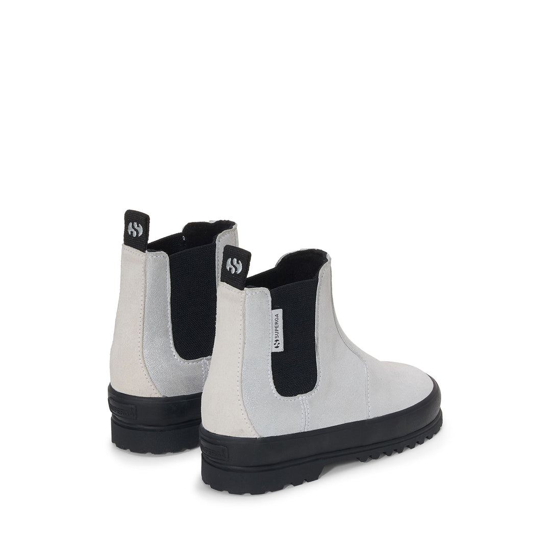 Stivaletti argentati da bambina con tomaia in pelle glitterata main