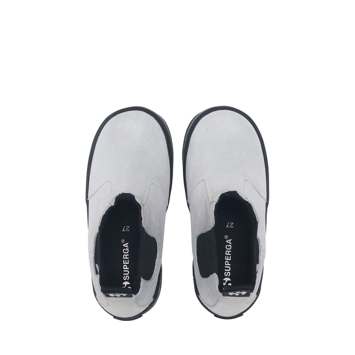 Stivaletti argentati da bambina con tomaia in pelle glitterata 4