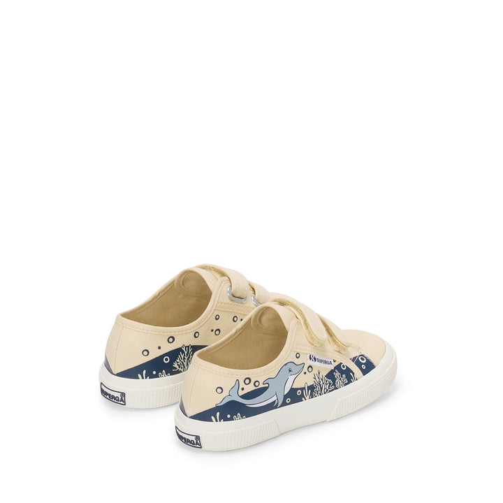Beigefarbene Low-Cut-Sneakers für Kinder mit Obermaterial aus Baumwolle 3