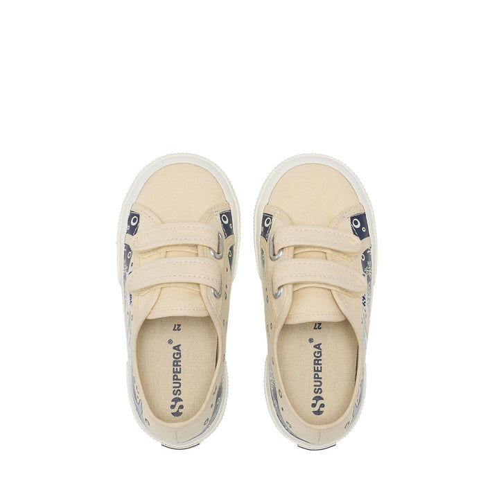 Beigefarbene Low-Cut-Sneakers für Kinder mit Obermaterial aus Baumwolle 4