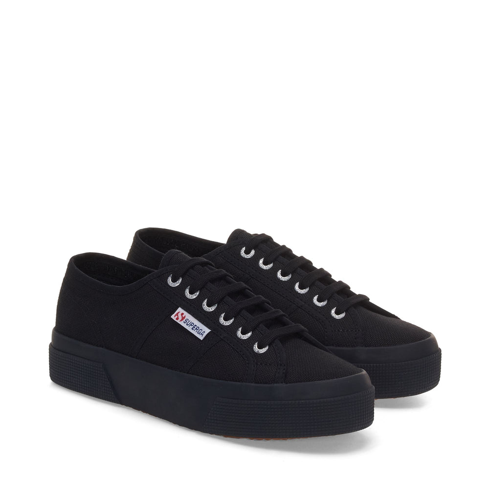 Unisex Platform Full Black Sneakers with Cotton Upper 02